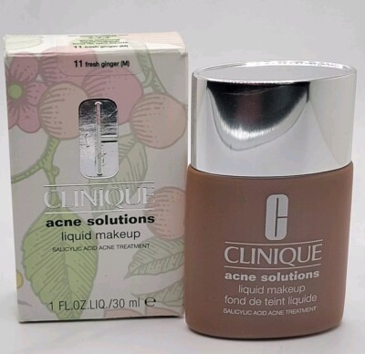 Clinique ACNE SOLUTIONS 11 FRESH GINGER (M) Liquid Makeup Foundation New in Box