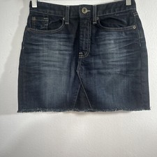 GAP Skirt Womens 2 Dark Blue Frayed Hem Denim Jean 90s Y2K
