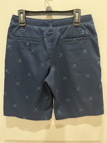 UNDER ARMOUR Boys Golf Shorts Size 12 Loose Blue Flat Front Heat Gear - Picture 5 of 11