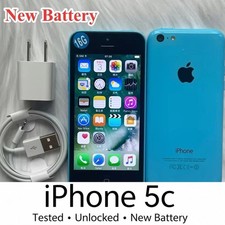 Apple iPhone 5c Unlocked New Battery - 8 GB / 16 GB / 32GB - Blue Original