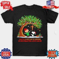 HOT Charlie Brown and Snopy Christmas Is God  s Way Of Showing Us T-Shirt S-5XL