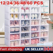 12-60PCS Plastic Shoe Storage Boxes Drawer Stackable Foldable Durable Organiser