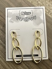 Gold Tone Chain Link Dangle Earrings Lightweight Simple Classic New
