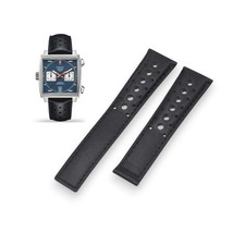 39mm Monaco CAW211P.FC6356 22mm Black Leather Watch Strap For Tag Heuer