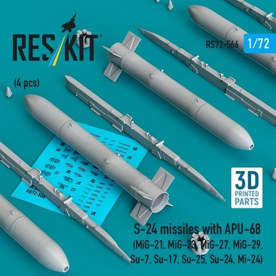1/72 Reskit RS72-0566 S-24 missiles with APU-68 (4 pcs) 3D printed model kit