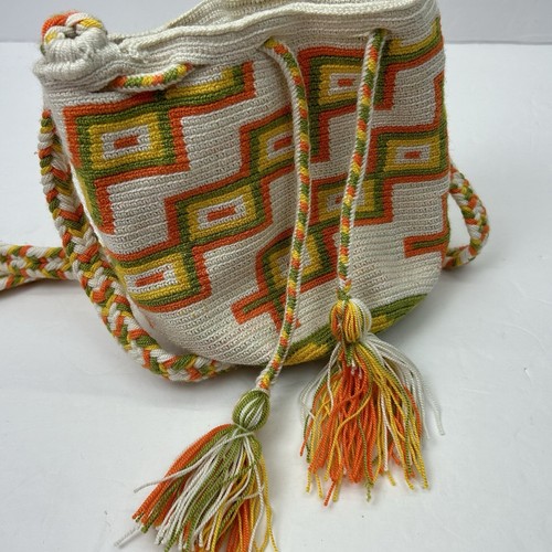 Wayuu Mochila Mini Bag Shoulder Crossbody Tassels Drawstring Bucket Columbia - Picture 6 of 14