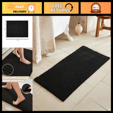 Black Waffle Bath Mat, Boho Bathroom Rugs Non Slip Washable, 48x24