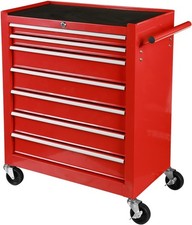 Rolling Tool Chest 7 Drawers Portable Tool Storage Cabinet With Wheels Red