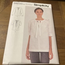Simplicity Pattern S9233 Ms Peasant Blouse w/Sleeve & Neck Options  Sz 6-14