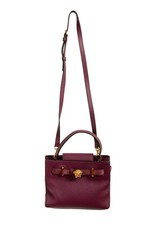 Versace Grained Leather Suede Gold Medusa Mini Tote Handbag Shoulder Bag