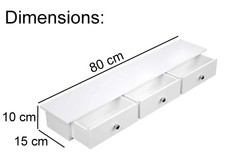Modern Wall Mounted Floating Shelf Unit with 3 Drawers Storage Cabinet