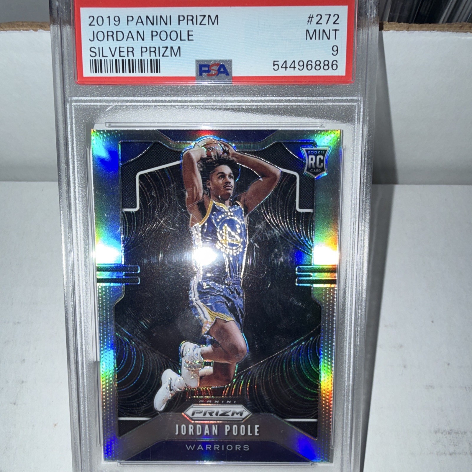 Panini 2019-20 Prizm Jordan Poole Silver Prizm RC #272 Warriors PSA 9