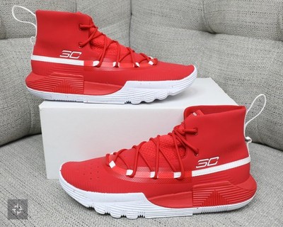 Under Armour Curry 3Zer0 2 Red White Athletic Shoes Mens Size 10.5 (3020613-600)