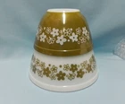 Set Pyrex Spring Blossom 1 1/2 Qt & 1 1/2 Pt Green And White Mixing Bowls