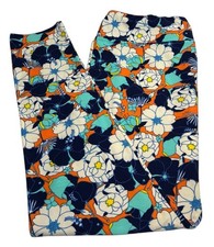LuLaRoeLeggings TC2 Tall Curvy 2 FALL Autumn ORANGE Blue PEONY Retro Flower SOFT