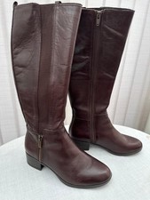 M&S Footglove Brown Leather Boots Women’s UK 4.5 Tall Knee High 17” Mint Cond