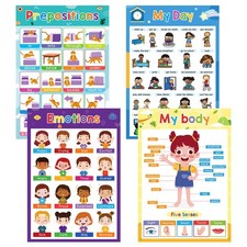 Lilias Educational Posters for Kids, Set of 4 A3 11.42 x 16.45 inches, White