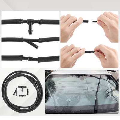 #ad 2m Car 3.8mm Windshield Wiper Washer Jet Hose Tube Pipe Rubber W 4 Connector $12.69