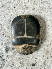 Vintage Egyptian Scarab Beetle Stone Carving 1990s Egypt Souvenir Hieroglyphics