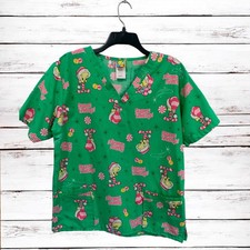 Looney Tunes Women's Tweety Bird Christmas Nursing Medical Scrub Top Size XL
