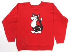 Happy Cat Vintage Sweatshirt 1980's Humor Feline Kitty Animals Pets