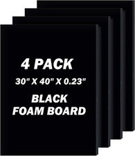 30 x 40 Inch Black Foam Board 4 Pack 0.23 Inch Double Sided Poster Boards