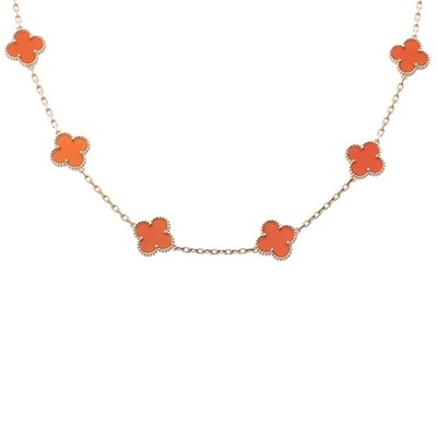 Van Cleef & Arpels Damen Halskette K18 Gelbgold YG Karneol Vintage Alham...