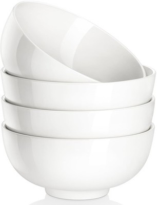 MALACASA 26 Oz Porcelain Soup Bowls Set of 4 White