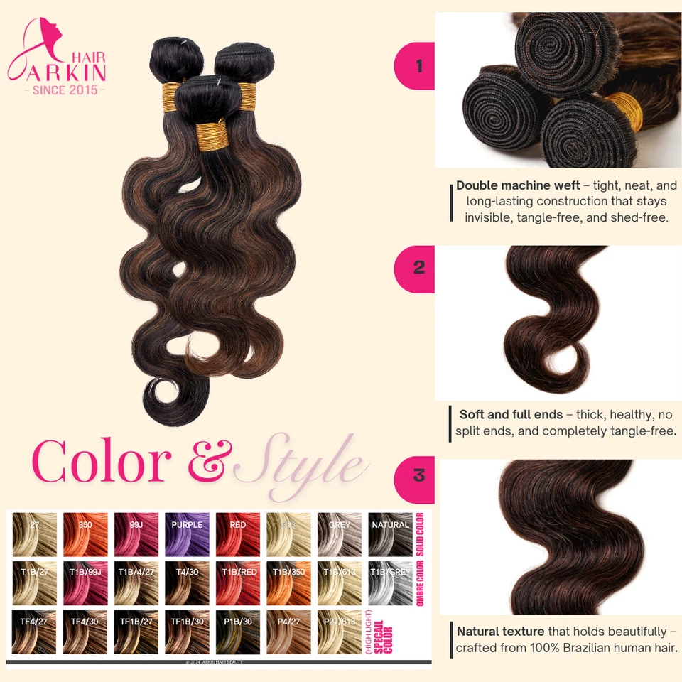 Paquetes Ombre Extensiones de Cabello Humano Onda Corporal Virgen Brasileña Remy Foto 2 de 4