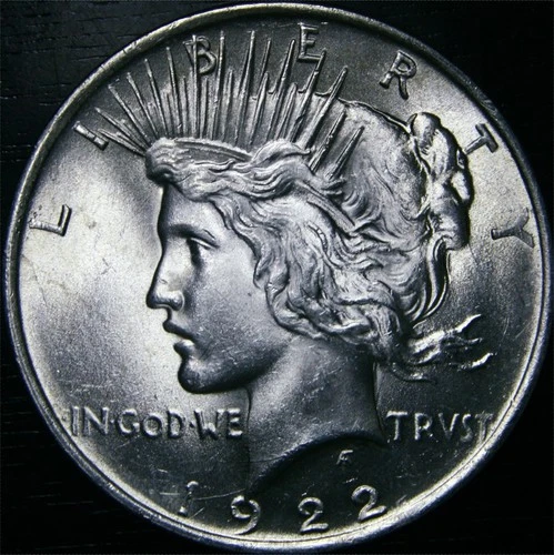 1922 Peace Dollar 90% Silver Authentic $1 U.S. Coin Philadelphia Mint Gem BU