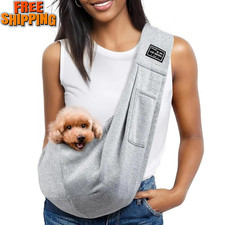 Dog Cat Sling Carrier Hands Free Reversible Pet Pouch Bag for Small Pets Grey US