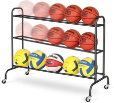 Basketball Rack Training Stand - Tilt Ball Equipment Holder Black