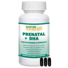 Halal Prenatal Vitamins with DHA and Folic Acid | High Potency 90 Softgels