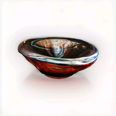 SKANDINAVISCHE KUNST GLASSCHALE MID CENTURY GEBRANNT ROT SCHALE ORREFORS SVEN PALMQUIST ? 