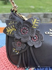 Coach Teri Shoulder Bag With Floral Applique. Custom Upcycled by Seller. NWT.