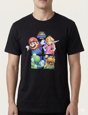 Super Mario Movie T-Shirt Large Black Nintendo Promo Shirt Mario Peach Yoshi