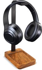Headphone Stand for Desk Walnut Wood and Iron Headset Holder Universal Deskto...