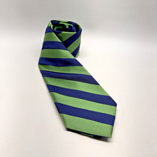Jos A Bank Silk Tie Women Long Green Navy Striped Traveler Stain Resistant Repp