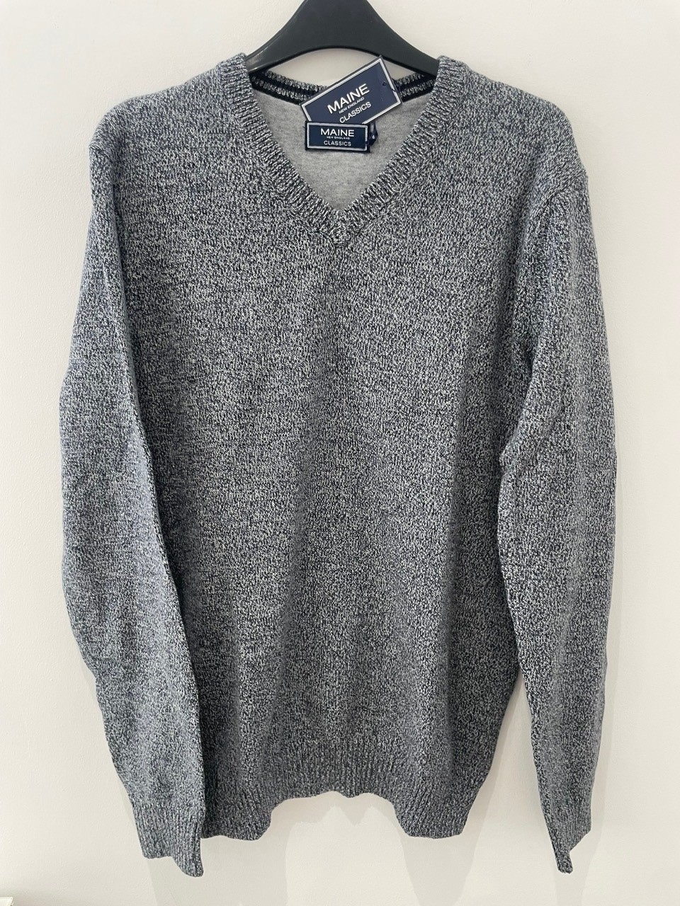 Debenhams Maine New England V-Neck Jumper Size M Blue Grey Marl Cotton RRP £20