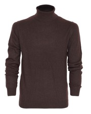 NWT EZZELINO SWEATER wool cashmere turtleneck brown 2-ply luxury Italy M