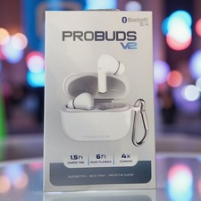 Tzumi ProBuds V2 Auto Pairing with Mic Earbuds Bluetooth Wireless White