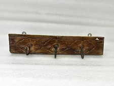 Antique Wooden Fine Hand Carved Wall Hanging 3 Hook Cloth Hanger Key Hanger