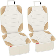 2-Pack Off-White Car Seat Protectors   Waterproof Non-Slip Mats with Mesh Pocket