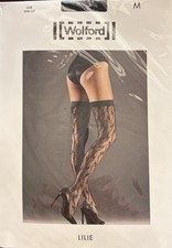 Lily Stay Up by Wolford Medium Black Hold-up Stocking Lace Seam