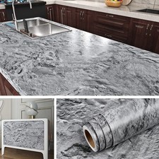 Kitchen Worktop Covering Vinyl Self Adhesive Grey Marble Effect 40 x 1000 cm