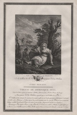 1780 Domenico Fetti spinner Spinnerei spinstress Kupferstich engraving gravure