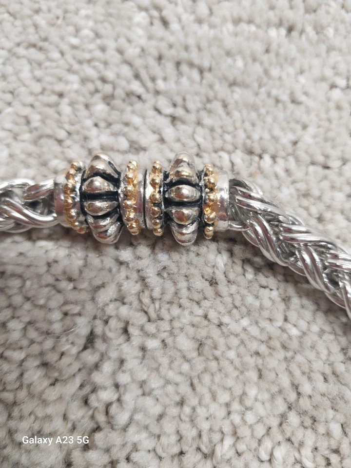 Collar Cuerda Cadena Gruesa Gruesa Tono Plata RAU KLIKIT De Colección 14" Foto 3 de 4