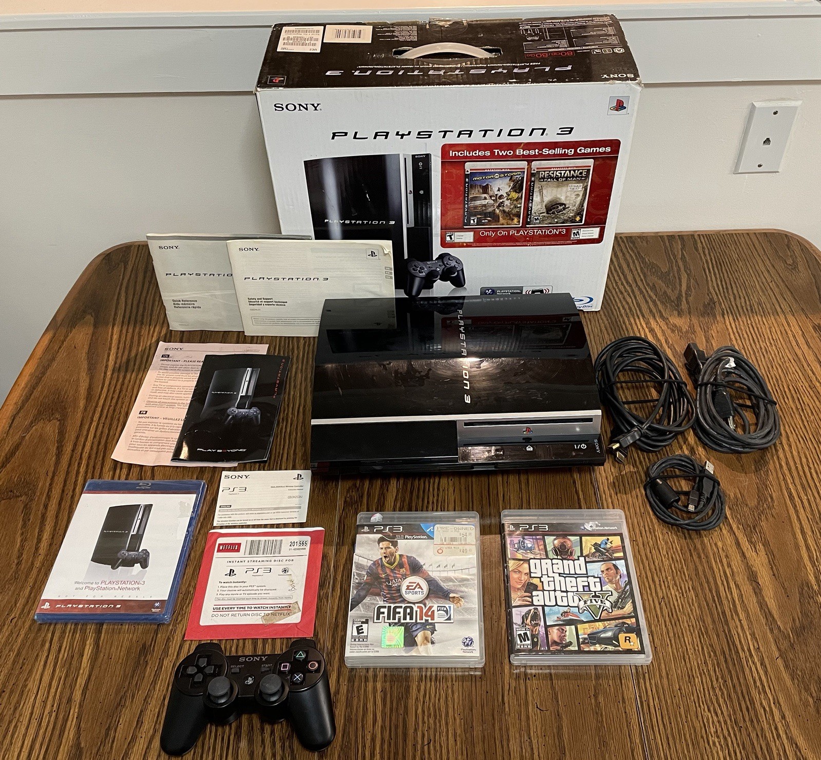 Sony PlayStation 3 PS3 Console Fat 80GB Black With Box And Games (CECHL01)