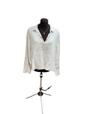 Saks Fifth Avenue Women’s 100% Linen Tunic Top Relaxed Coastal Beige Size L