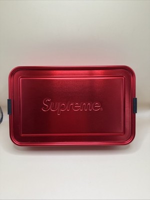 Supreme Red Metal Bento Lunch Box Sigg x Supreme 9 In x 6 In (w/ 6 Stickers)